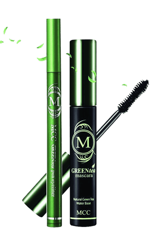 MCC ECOCERT Organic Green Tea Volumizing Mascara and Black Eyeliner Waterproof Set